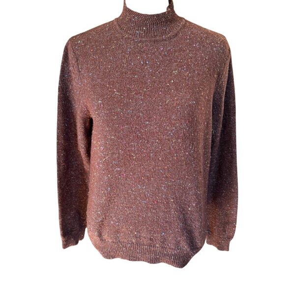 Alfred Dunner Petite PS burgundy brown long sleeve mock neck sweater - Picture 1 of 8